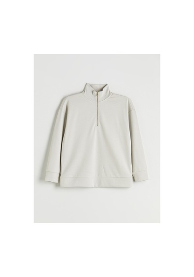 LC Waikiki Alıta Cıty Farkıyla Lcw Everyday Gri Dik Yaka Kadın Sweatshirt Gri - 924123697 Gri