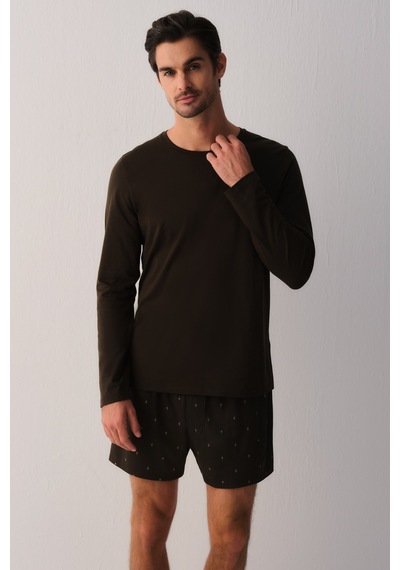 Suwen Casual Essentials Erkek Uzun Kollu T-shirt Sh27409607s187 Haki