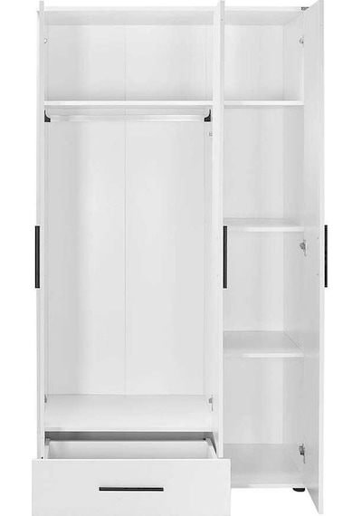 White 3 Kapaklı Tek Çekmeceli Gardırop-mat Beyaz 103x187x52 Cm Gxyxd