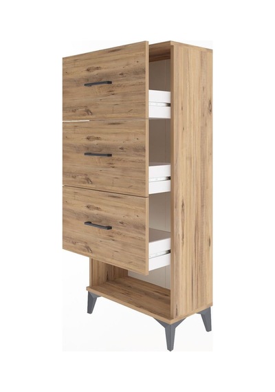 Arges Dolap 2 Raflı 2 Çekmeceli 60x30x134 Çam-çam Atlas Çam