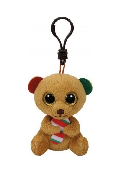 Ty Beanie Boos Bella - Brown Bear W/Candy Cane Clip