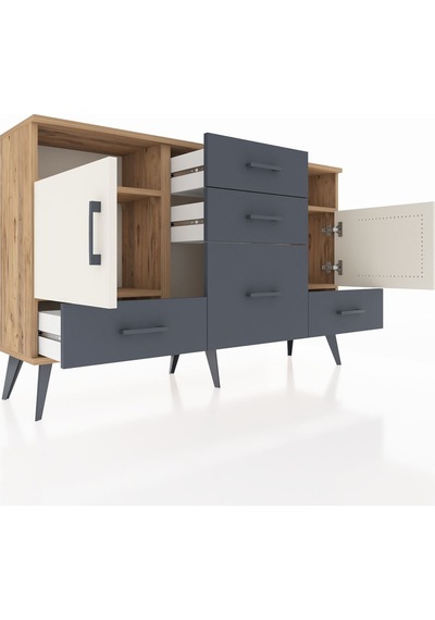 Arges Konsol 4 Raflı 5 Çekmeceli 2 Kapaklı 132x30x83 Çam-aytaşı/antrasit Aytaşı/antrasit Arges Konsol 4 Raflı 5 Çekmeceli 2 Kapaklı 132x30x83 Çam-aytaşı/antrasit Aytaşı/antrasit