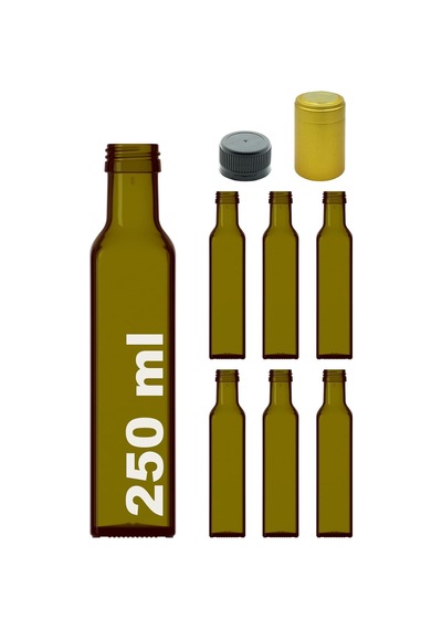 Afracam Kalın Cam Şişe Seti, 250 Ml, Yağdanlık Akıtıcılı Kapaklı, Yağlık Ve Sirkelik, Kapüşonlu, 6 Adet, Y Diğer