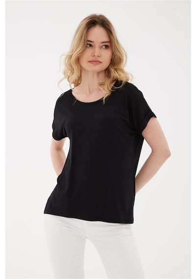 Fashion Friends Bisiklet Yaka Siyah Kadın Bluz 26y0194k1