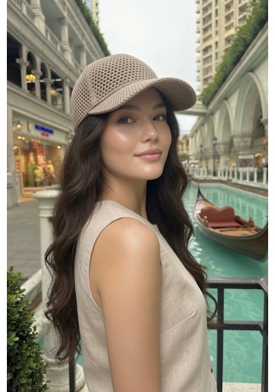 Mollycrush Kadın Vizon Simli Delikli Şapka Işıltılı Ajurlu Kep Modeli Vizon