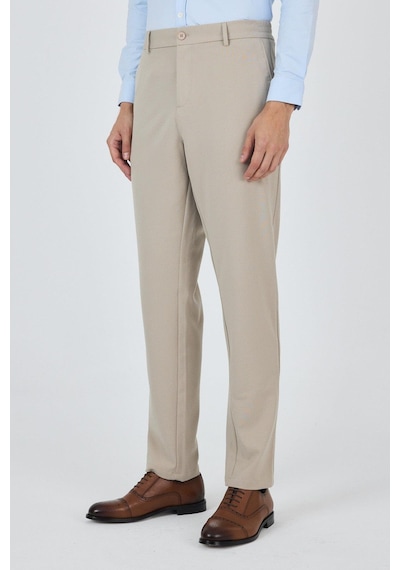 İmza Bej Esnek Yandan Cepli Casual Standart Fit Jogger Pantolon 1003250119 Bej
