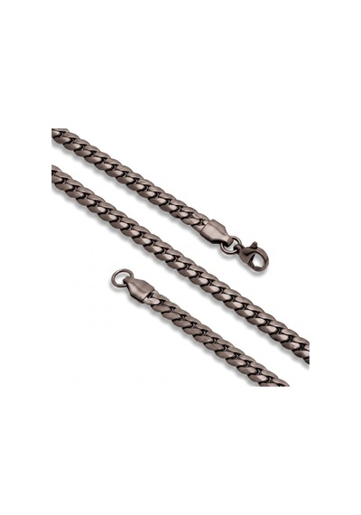 Moncuk Design Ezme Balık Sırtı Erkek Çelik Kolye - 7x2mm 55cm Siyah 3351eck029
