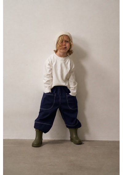 Cep Detaylı Unisex Kot Pantolon Lacivert