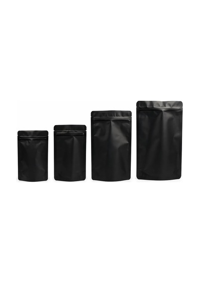 Alüminyum Doypack Yeniden Kullanılabilir Folyo Poşetler, Fermuarlı, Koku Geçirmez, Ayakta Durabilen, Gıda Saklama, 50&apos Li Paket Siyah, 13 X 22 Cm 4296