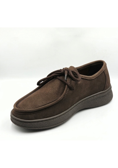Casso 9791 Kahve Nubuk Hakiki Deri Termolıght Taban Kadın Loafer Ayakkabı