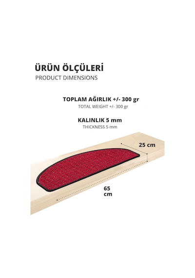 Yarım Ay Benekli Bukle Halıdan Ekonomik Basamak Ve Merdiven Paspası 16'lı - Bordo Null