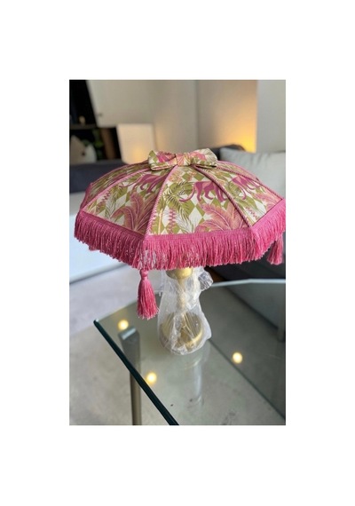 Pembe Safari Temalı Bali Şemsiyesi Led Işıklı