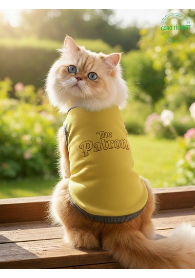 Sarı The Patron Yazılı Kedi Ve Köpek Kıyafeti Tişörtü Elbisesi Medium/m/beden 2