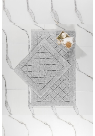 Elart Frio Banyo Halısı Paspas Takımı Pamuklu 2 Adet 60x100 Cm Gri Gri