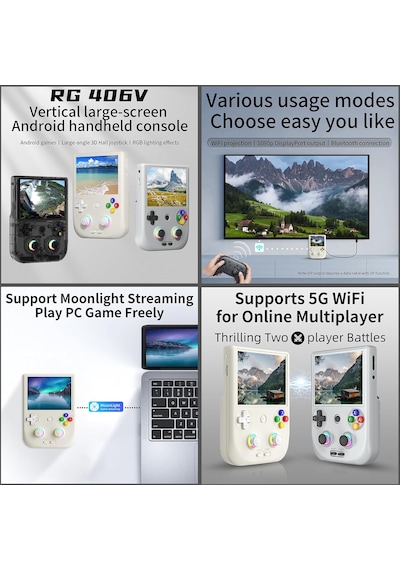 Anbernıc Rg406v Retro Oyun Konsolu Android 13 8gb Ram 128gb 4 Ips Ekran Wifi Bluetooth Hall Joystick