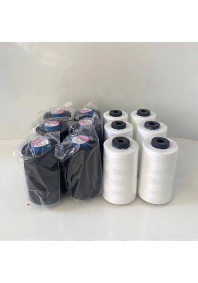 12'li Set Dikiş Ipliği 120 No Polyester Siyah Beyaz Dikiş İpi