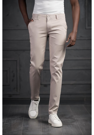 Perpant Slimfit Küçük Armürlü Yazlık Pamuklu Gabardin Pantolon Taş