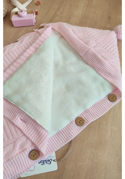 Kız Bebek Düğmeli Pembe Anakucağı Kundak Stl6382 Pembe