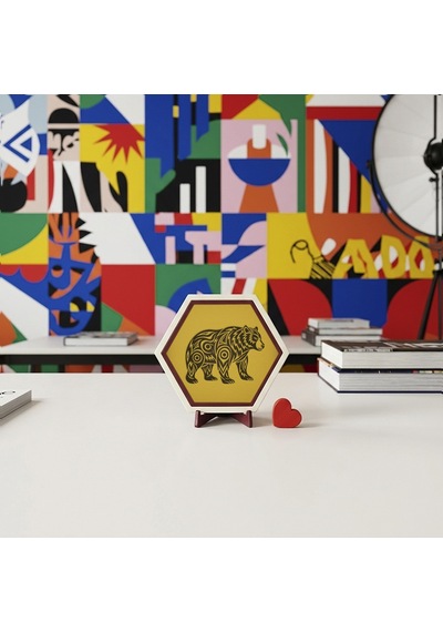 Minimalist Ayı Motifli Dekoratif Masaüstü Süsü, Çalışma Masanıza Değer Katan Modern, Özgün Ve Şık Bir Aksesuar 10x10 Cm, Sarı