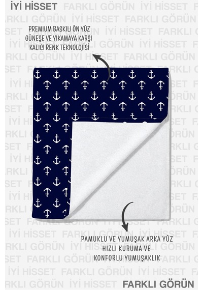 Çapa Marine Lacivert Plaj Havlu Örtüsu - Nautical Beyaz Minimal Hızlı Kuruyan Mikrofiber Havlu Örtü Kumlu Şakayık Çapa Marine Lacivert Plaj Havlu Örtüsu - Nautical Beyaz Minimal Hızlı Kuruyan Mikrofiber Havlu Örtü Kumlu Şakayık