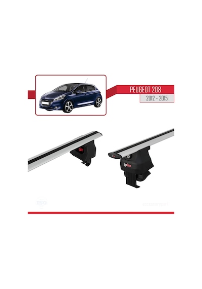 Peugeot 208 2012-2015 Arası İle Uyumlu Ace-4 Ara Atkı Tavan Barı Gri