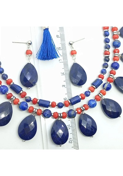 Sibelce 2253 Lapislazuli El Yapımı Küpe Lacivert