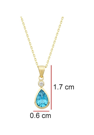 Damla Blue Topaz Tektaş Kolye Sarı