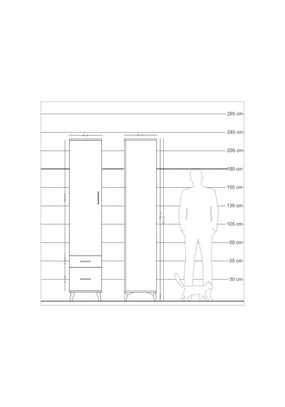 Hyperion Dolap 3 Raflı 2 Çekmeceli Tek Askılı 44x44x221 Çam-aytaşı Atlas Çam