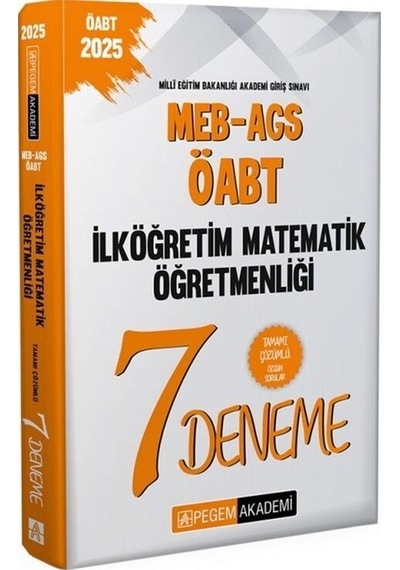 2025 Meb Ags Öabt İlköğretim Matematik Öğretmenliği Tamamı Çözümlü 7 Deneme Pegem Akademi