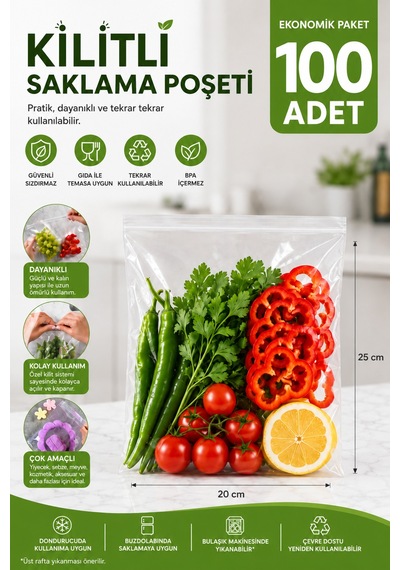 Kilitli Organizer Poşet 20x25 Cm 100 Adet