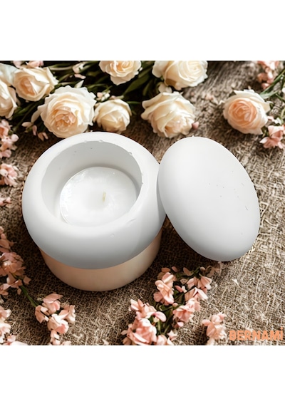 Bernami Mumluk Şamdanpinterest Yuvarlak Taş Tozu Mum Kavanozu Söz Hediyelik, Nişan Hediyelik, Tealight Mumlu Hediyelik - 5 Adet Diğer