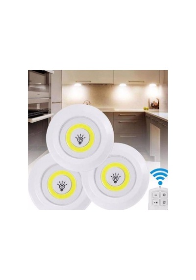 Uzaktan Kumandalı 3 Lü Spot Led Lamba Kablosuz Pilli Işıldak Abanoz