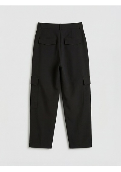Lcw Vision Siyah Loose Fit Kadın Pileli Kargo Pantolon