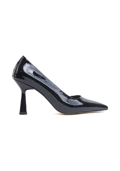 Divolya Vest Siyah Rugan 8cm Topuk Boyu Günlük Kullanım Stiletto Siyah
