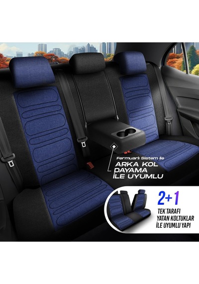 Panda Atlanta Serisi Keten Kumaş Oto Koltuk Kılıfı   - Tam Set