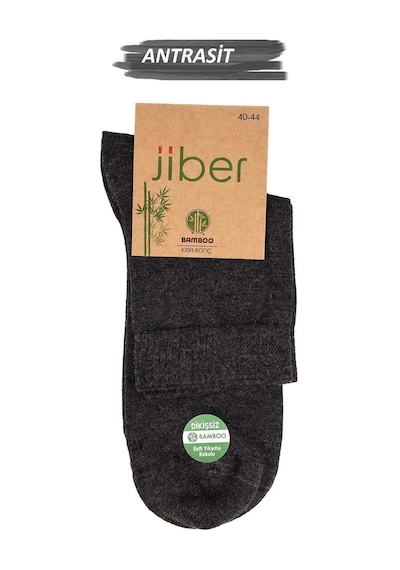 Jiber Erkek Bambu Likralı Yarım Konç Çorap 6451 - 6 Adet Antrasit