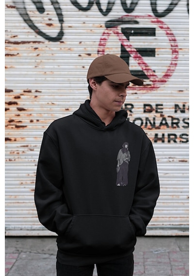 Sevbano Billie Eilish Baskılı Unisex Oversize Tasarım Şarkıcı Hoodie Siyah