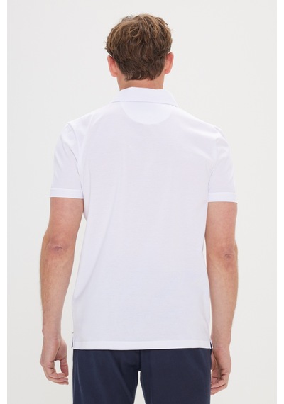 Ac&co Erkek Beyaz Slim Fit Dar Kesim %100 Pamuk Polo Yaka Tişört