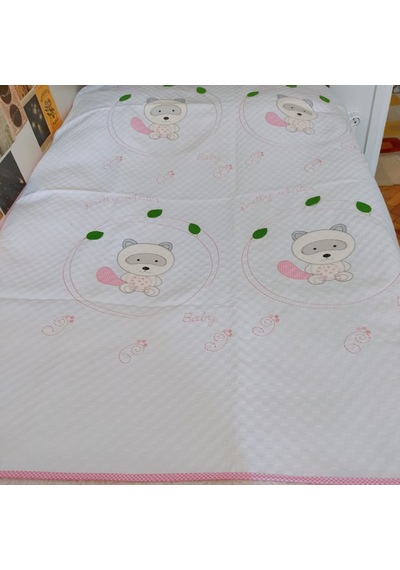 %100 Pamuk Desenli Bebek Pike & Yastık Başı