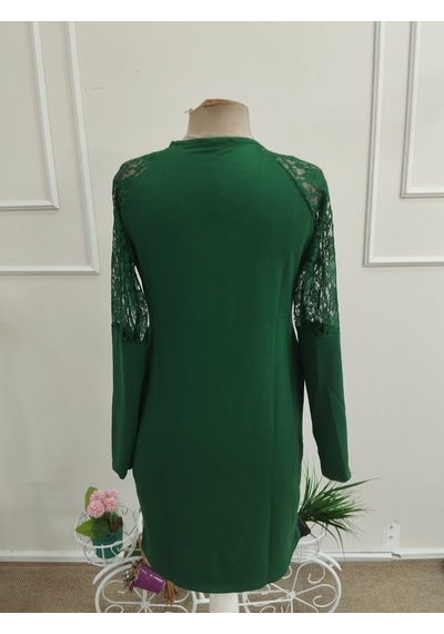 Bhrwear Kadın Uzun Kollu V Yakalı Düğmeli Cep Detaylı Viskon Iki Iplik Kısa Elbise Renkli
