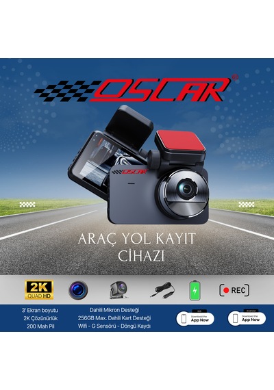2k Quad Hd Araç Yol Kayıt Cihazı Ön 2k Arka 1080p Wifi Uyumlu Araç Kamerası G-sensörü Gece Görüşü