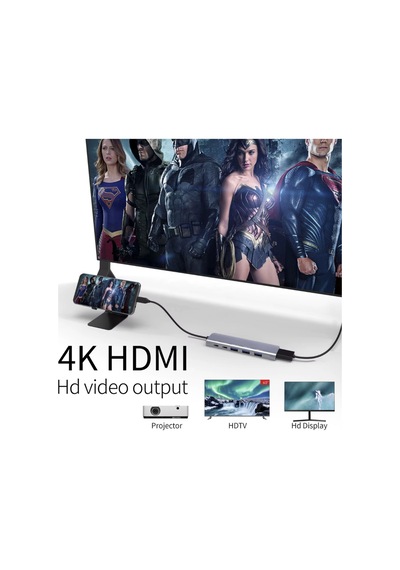 Usb Çoklayıcı 7in1 Hub Type-c 4k Hdmı Sd Tf Kart Okuyucu Usb 3.0 Okuyucu
