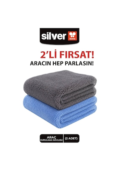 Silver Home Mikrofiber Süper Emici Araç Kurulama Bezi 2'li 50 x 70 CM