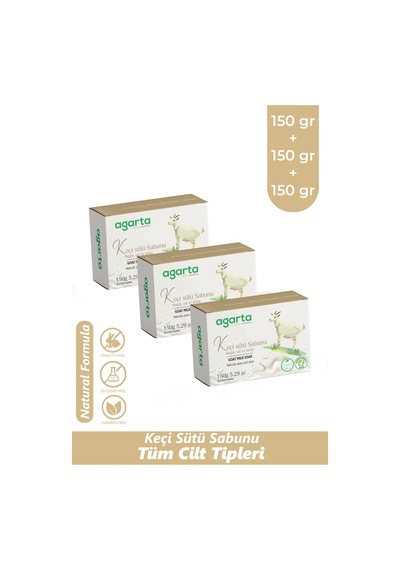 Agarta 3 Adet Doğal Keçi Sütü Sabunu 150 Gr