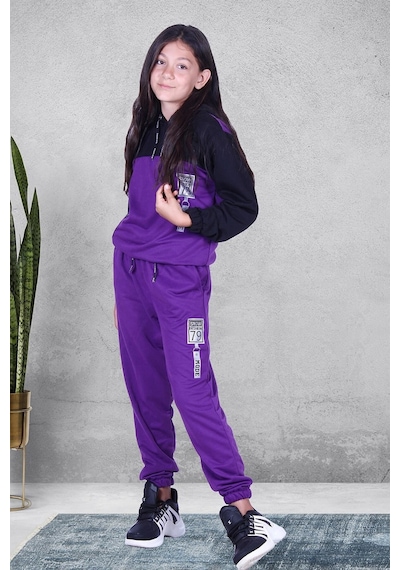 Fyk Kids Snow Fashıon Baskılı Kız Eşofman Takımı Mor