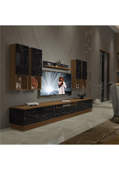 Decoraktiv Trendstyle 8das Mdf Tv Ünitesi Tv Sehpası Ceviz - Siyah Mermer