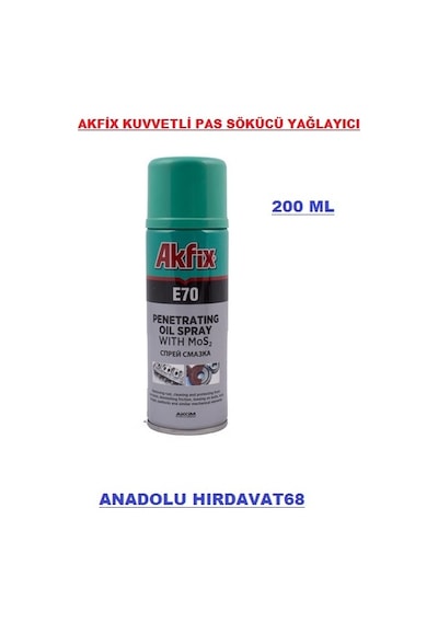 Akfix E70 Güçlü Pas Sökücü Sprey Yağlayıcı Sprey 200 ML