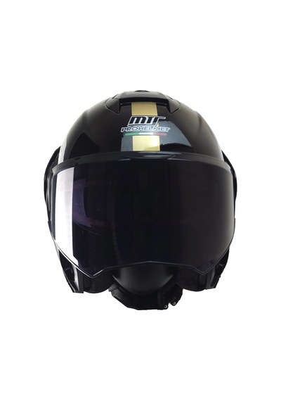 Mts 969 Çene Açılır Modüler Kask Orbit P.siyah-gold Siyah Camlı+güneş Vizörlü