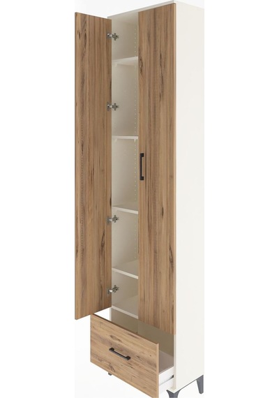 Arges Dolap 5 Raflı Tek Çekmeceli 2 Kapaklı 60x30x243 Aytaşı-çam Aytaşı