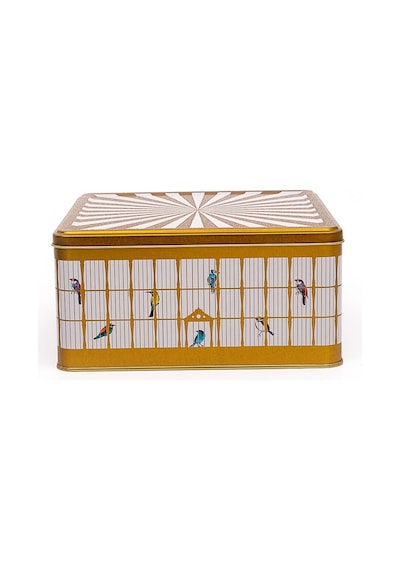 Bird Cage Desenli Kare Metal Saklama Kabı 23.5 x 23.5 x 11 CM 5.8 L Çok Renkli